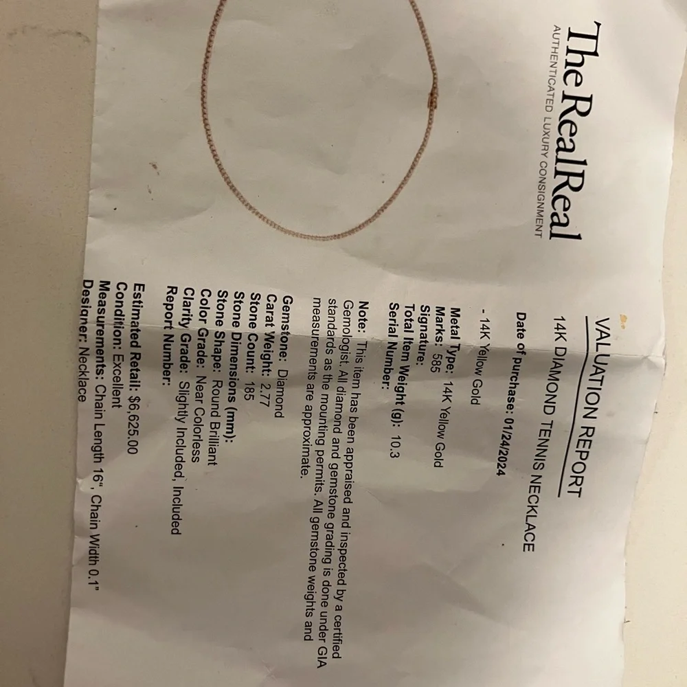 14k Yellow Gold Diamond Tennis Necklace - Picture 4 of 4